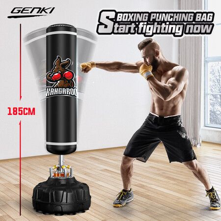 Genki 185cm Hydraulic Free Standing Punching Boxing Kicking Bag Stand Black