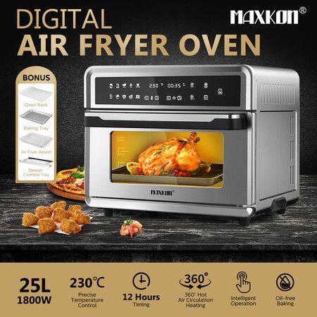 Maxkon 25L Digital Air Fryer Convection Oven Cooker 1800W Less Oil with 10 Cooking Presets