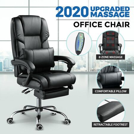 8 Point Massage Executive Office Chair, Leather Office Chair With Back Support