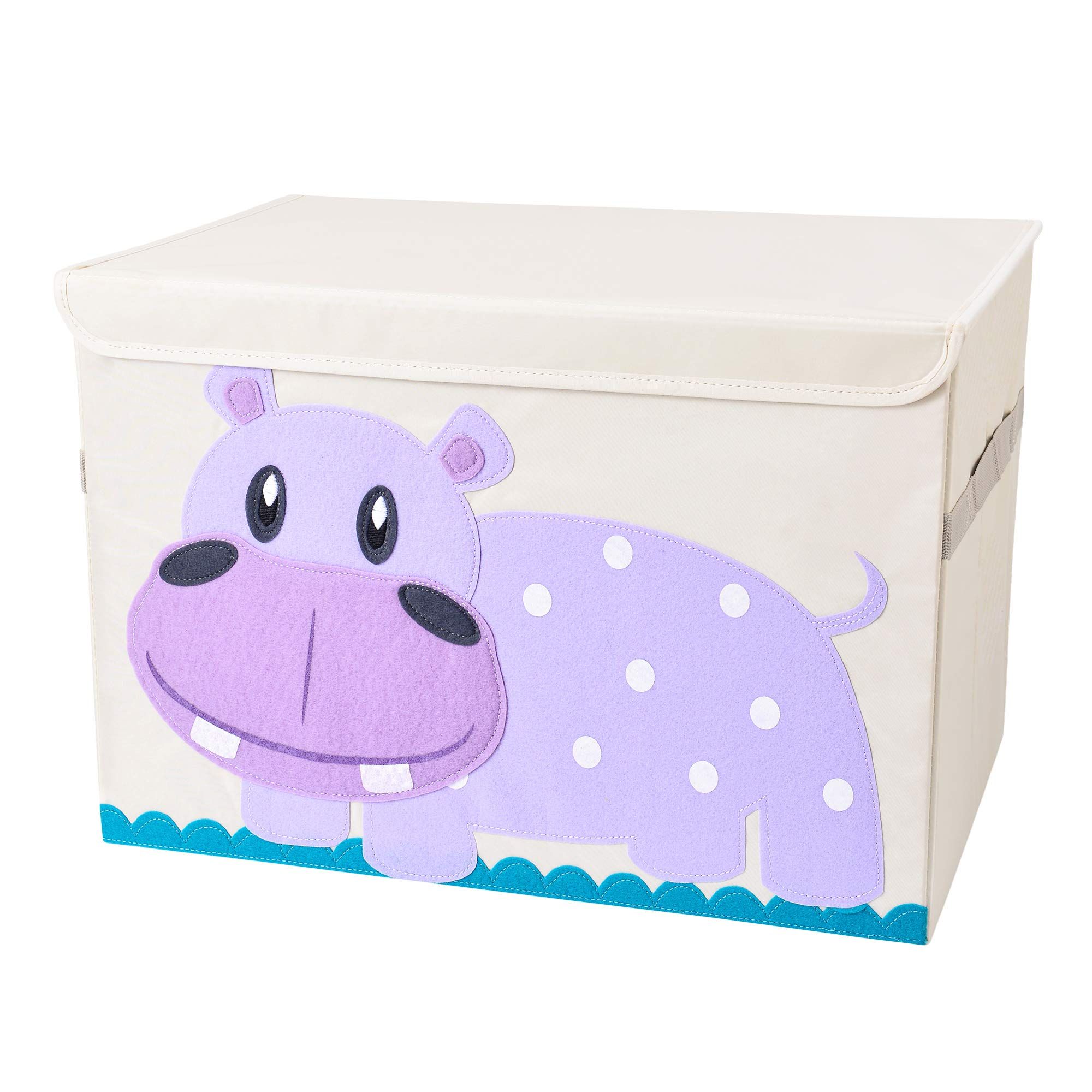 Hippo Large Toy Foldable Box Chest with Fliptop Lid Fabric Toy Storage