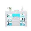 TV Cabinet LED Lighted Television Storage Unit High Gloss Front 2 Drawers Modern Furniture Console White