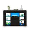 TV Cabinet Television Storage Unit 2 Drawers High Gloss Front LED Lighted Modern Furniture Console Black