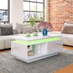Coffee Table 2 Drawers Storage Cabinet High Gloss 16 LED Colour Lighted Furniture Modern White