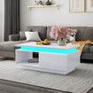 Coffee Table 2 Drawers Storage Cabinet High Gloss 16 LED Colour Lighted Furniture Modern White