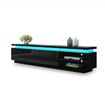 TV Unit Storage Cabinet 3 Drawers Television Stand High Gloss Front LED Lighted Modern Furniture Console Black