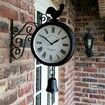 Outdoor Wrought Iron Clock Double-Sided Wall Clock -30x37x9CM Modern