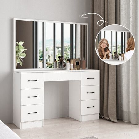 Dressing Table Set With Mirror Makeup, Makeup Vanity Table Mirrored