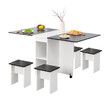Folding Dining Table Set and Chairs Modern Home Furniture Multifunctional 5pcs Black