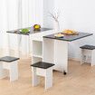 Folding Dining Table Set and Chairs Modern Home Furniture Multifunctional 5pcs Black