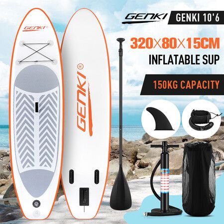 GENKI SUP Inflatable Stand Up Paddle Board 2 in1 Surfboard Kayak Orange