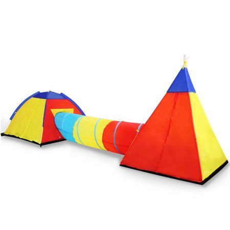 Kids Tent & Teepee Tunnel Play Set W/Kid-Friendly Durable Nylon Material