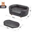 Large Pvc Leather Dog Bed Pet Sofa Lounge Couch W/High-Density Sponge Padding