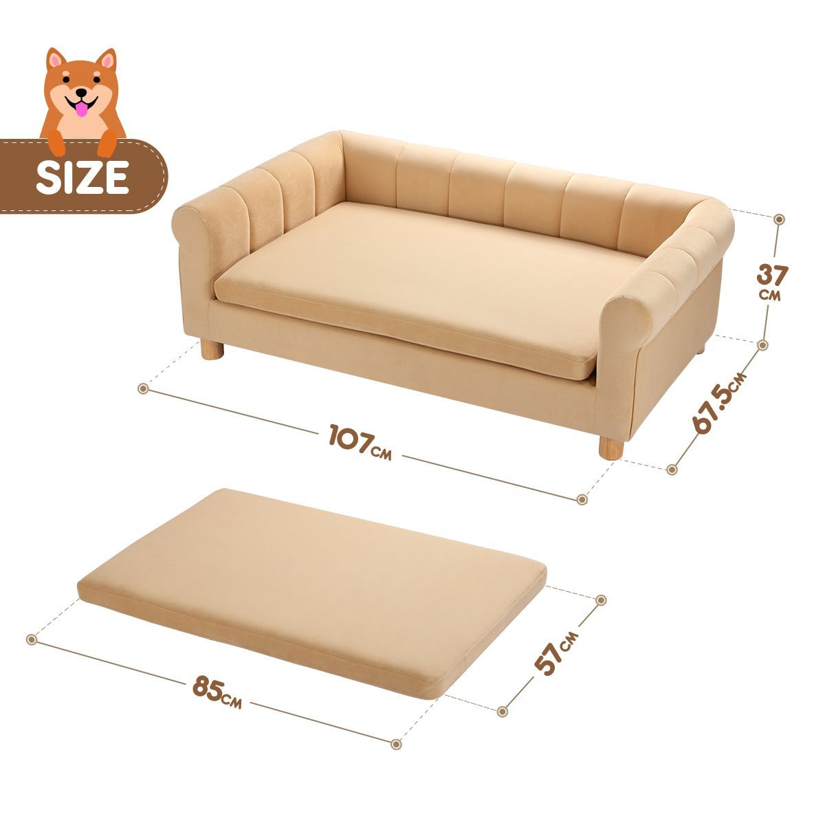 XL Soft Well Padded Dog Bed Pet Sofa W/Flannelette Cover Diry Proof, Max 50Kg