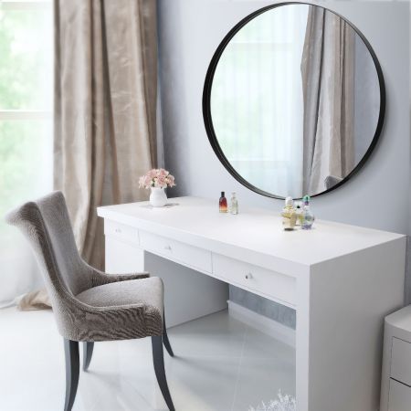 Moisture & Burst Proof 80Cm Round Decor Wall Mirror W/Black Frame