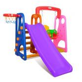 Kids Safety Swing And Slide Play Set W/Basketball Hoop Easy To Assemble