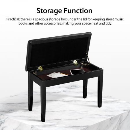 2-User Pu Leather Thick Sponge Padded Wooden Piano Bench Stool W/Storage