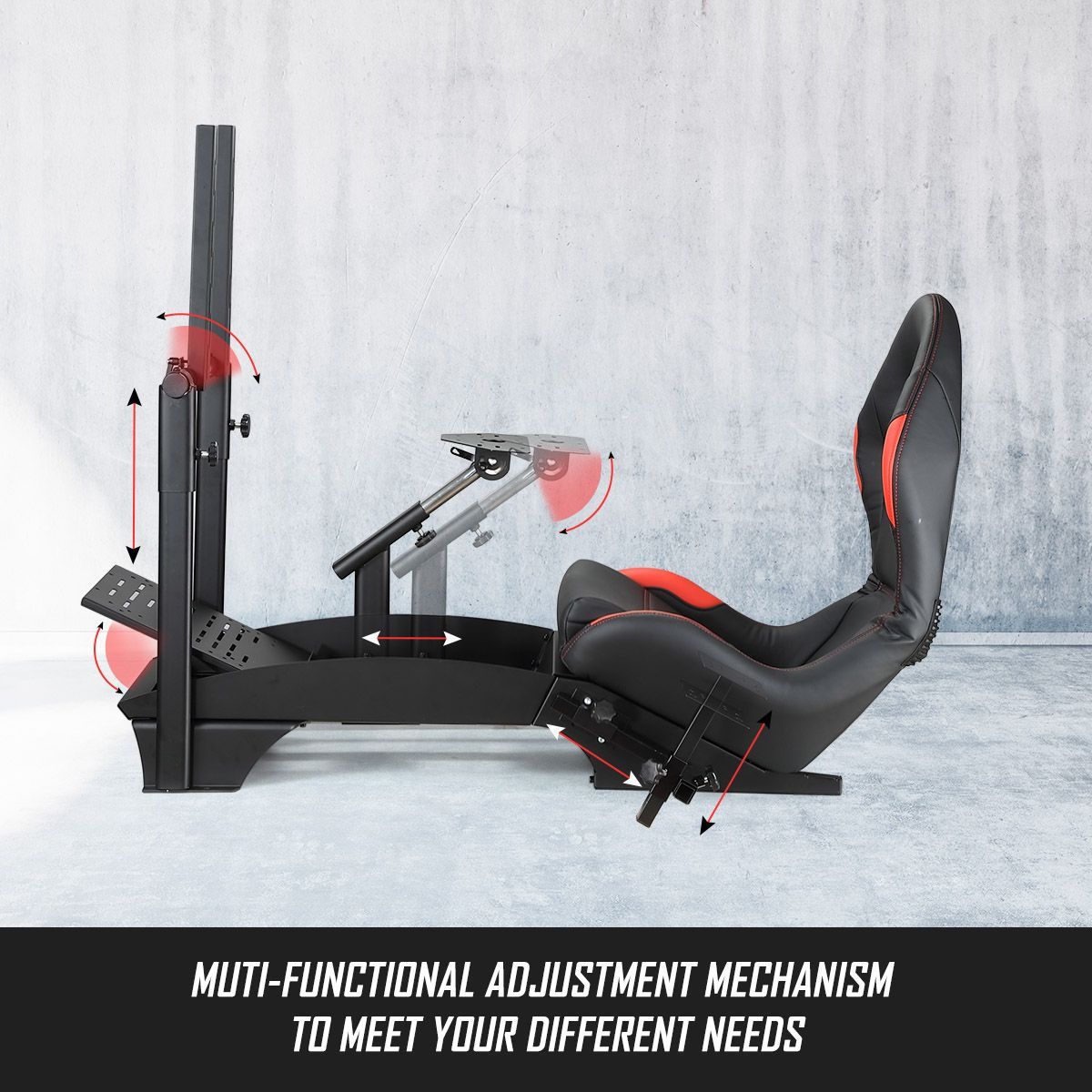 Premium Racing Simulator Cockpit Adjustable Gaming Chair With Monitor 