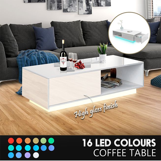 white gloss rectangle coffee table