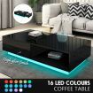 Modern Rectangle Coffee Table Living Room Storage Unit Furniture High Gloss with 1 Drawer Black 