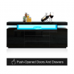 LED Sideboard Corner TV Stand Cabinet Entertainment Unit Buffet Table Black High Gloss 3 Drawers