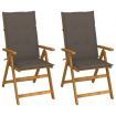 Garden Reclining Chairs 2 pcs with Cushions Solid Acacia Wood