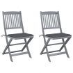Folding Outdoor Chairs 2 pcs with Cushions Solid Acacia Wood