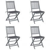Folding Outdoor Chairs 4 pcs with Cushions Solid Acacia Wood
