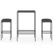 3 Piece Garden Bar Set with Cushions Poly Rattan Grey