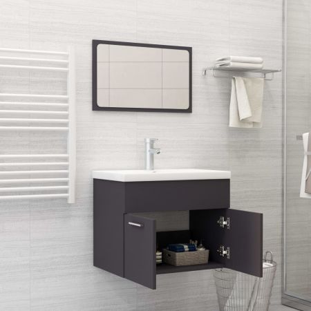 Bathroom Furniture Set Grey Chipboard