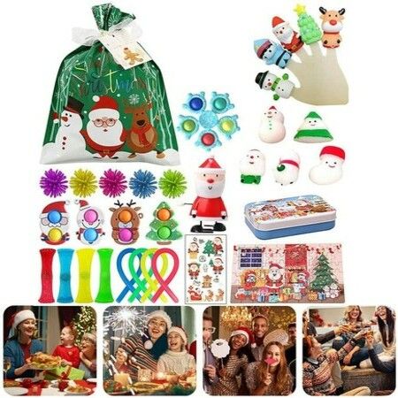 Christmas Advent Calendar Toy Set, Sensory Fidget Toys Set, Autism Sensory Toys Gift Boxes, Countdown Calendar Surprise Gifts Boxes Xmas Party Favor for Kids Adults