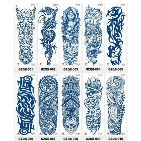 10p Semi Permanent Sleeve tattoos Full Arm Waterproof Long-Lasting 2-3 Weeks 46.5X15.5CM
