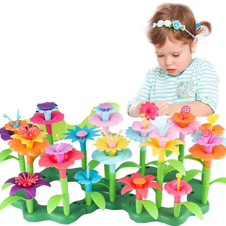 Girls Toys Age 3-6 Year Old Toddler Toys for Girls Boys Gifts Flower Garden Building Toy Educational Activity Stem Toys(109 PCS)