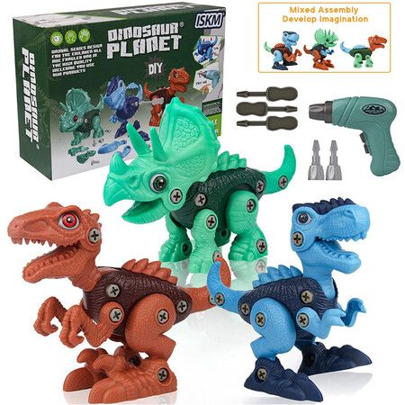 Dinosaur Toy Kids Toys,Take Apart Dinosaur Toys for Kids 3-5 5-7,Learning Educational Stem Construction Building Toys with Electric Drill,Birthday Gifts for Toddlers Boys Girls Age 3 4 5 6 7 Year Old 