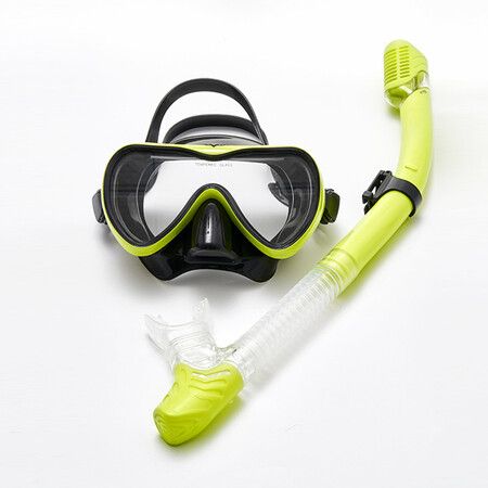 Dry Top Snorkel Set - Anti Fog Film Snorkeling Mask with 180 Degree Panoramic Tempered Glass for Adults and Youth
