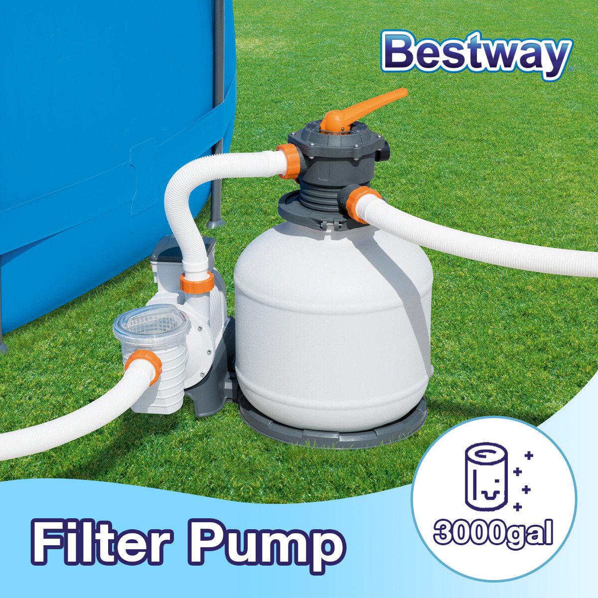 Bestway 3000 Gallon Above Ground Swimming Pool Sand Filter Pump 220-240V 500W