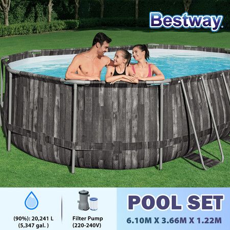 Bestway Oval Above Ground Swimming Pool Portable Backyard Outdoor Pool Set with Filter Pump 6.10x3.66x1.22m