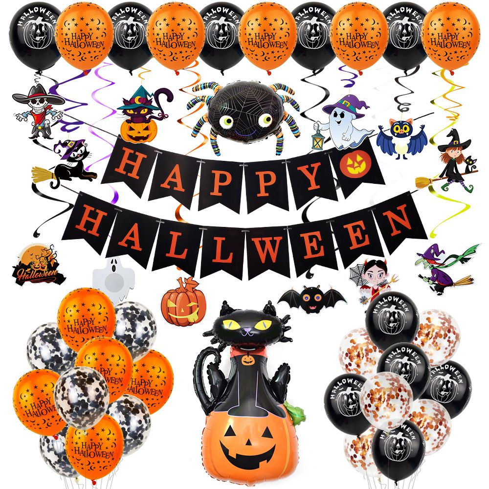 Halloween Decorations Balloons Scary Black Bat Sticker for Halloween Party Supplies