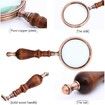 10X Vintage Handheld Copper Magnifying Glass with Wooden Handle Best Reading Magnifier for Collection Elderly Reading