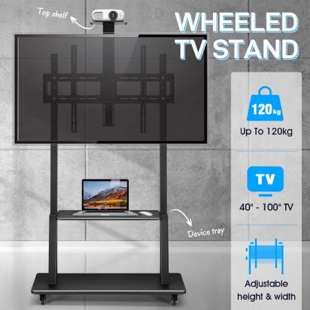 40 to 100 Inch Mobile TV Stand Freestanding TV Bracket Adjustable Television Mount