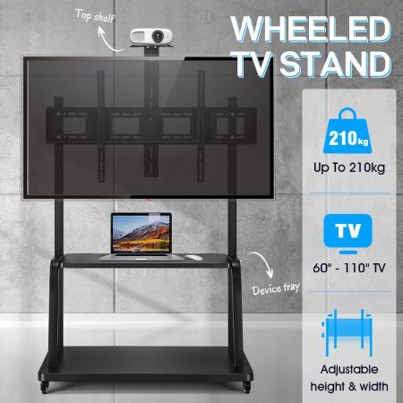 60 to 110 Inch Mobile TV Stand Freestanding TV Bracket Adjustable Television Mount