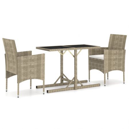 3 Piece Garden Dining Set Beige