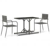 3 Piece Garden Dining Set Grey