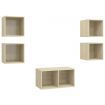 5 Piece TV Cabinet Set Sonoma Oak Chipboard