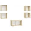 5 Piece TV Cabinet Set White and Sonoma Oak Chipboard