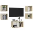 5 Piece TV Cabinet Set White and Sonoma Oak Chipboard