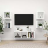 5 Piece TV Cabinet Set White Chipboard