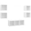 5 Piece TV Cabinet Set White Chipboard