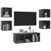 5 Piece TV Cabinet Set High Gloss Grey Chipboard