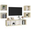 5 Piece TV Cabinet Set White and Sonoma Oak Chipboard