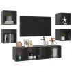 5 Piece TV Cabinet Set High Gloss Grey Chipboard